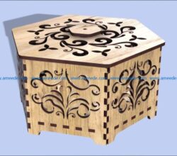 hexagon casket file cdr and dxf free vector download for Laser cut