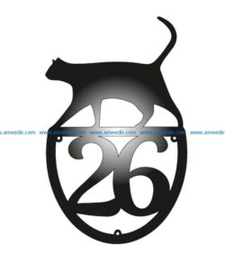 house number with cat  file cdr and dxf free vector download for Laser cut Plasma