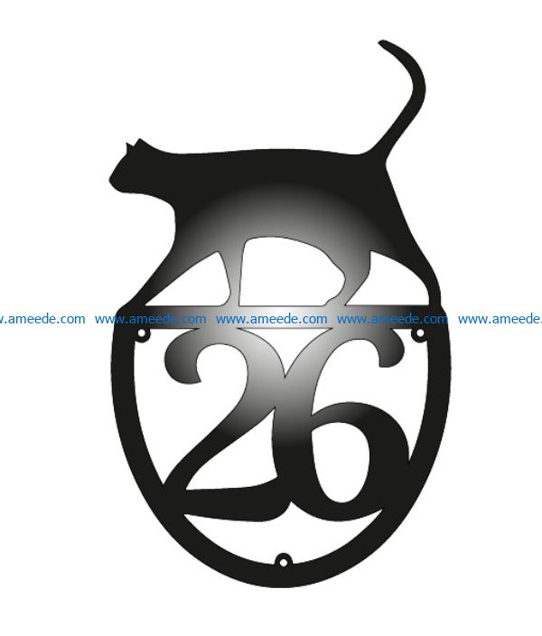 house number with cat file cdr and dxf free vector download for Laser cut Plasma