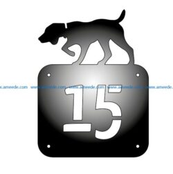 house number with dog file cdr and dxf free vector download for Laser cut Plasma
