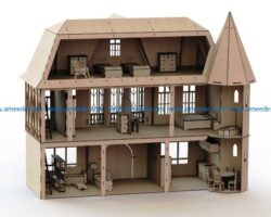 renan model house europe  file cdr and dxf free vector download for Laser cut