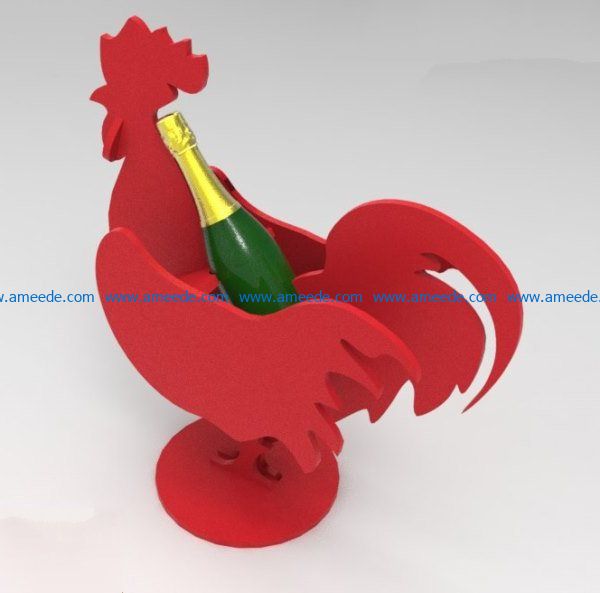 rooster bottle holder file cdr and dxf free vector download for Laser cut