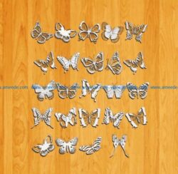 set of butterfly file cdr and dxf free vector download for Laser cut