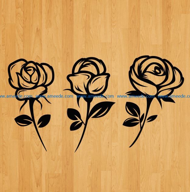 set of carved roses file cdr and dxf free vector download for laser engraving machines