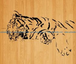 tiger lies down file cdr and dxf free vector download for laser engraving machines