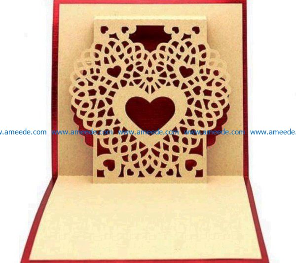 3D heart card file cdr and dxf free vector download for Laser cut