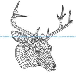 3D illusion led lamp deer head free vector download for laser engraving machines
