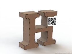 3d letter H file cdr and dxf free vector download for Laser cut