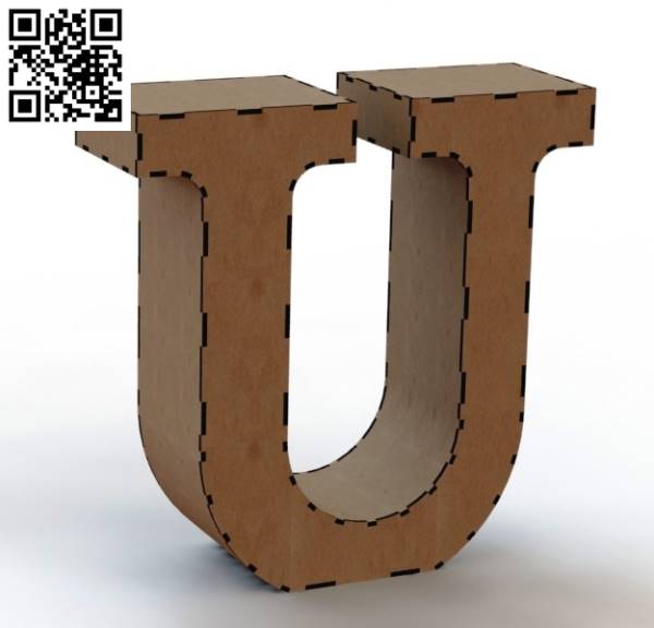 3d letter U file cdr and dxf free vector download for Laser cut