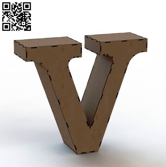 3d letter V file cdr and dxf free vector download for Laser cut