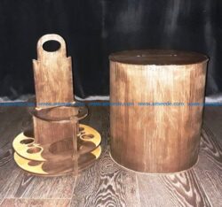 Bottle and glass holder file cdr and dxf free vector download for Laser cut