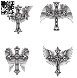 Cross with wings file cdr and dxf free vector download for laser engraving machines