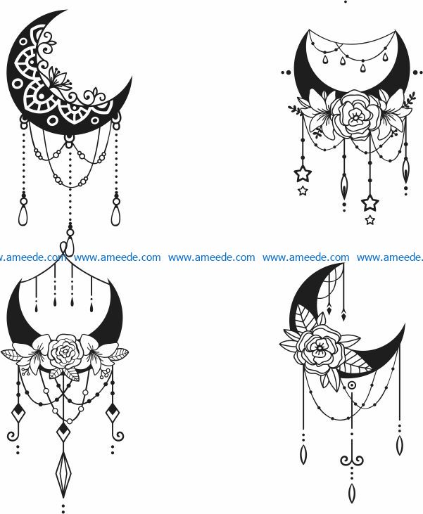 Decorative crescent file cdr and dxf free vector download for laser engraving machines