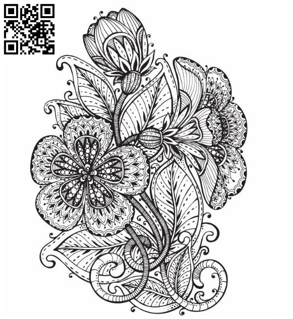 Decorative flowers file cdr and dxf free vector download for laser engraving machines