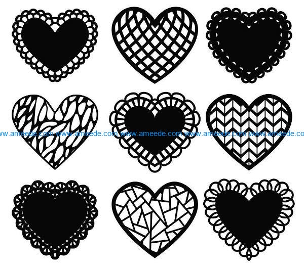 Decorative heart file cdr and dxf free vector download for Laser cut