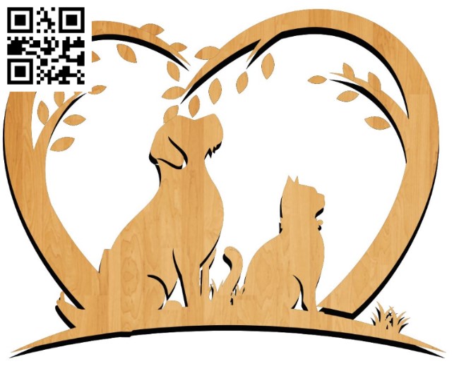 Dog and cat file cdr and dxf free vector download for laser engraving machines