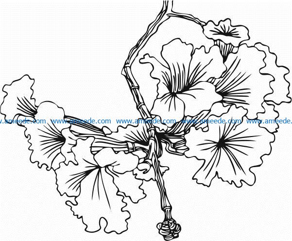 Flowers grow from twigs file cdr and dxf free vector download for laser engraving machines