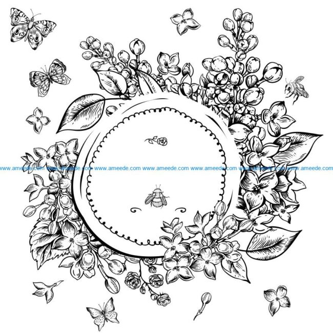 Flowers with insects file cdr and dxf free vector download for laser engraving machines