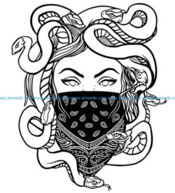 Girl with a snake head file cdr and dxf free vector download for laser engraving machines