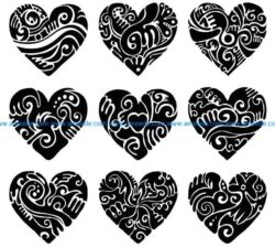 Heart carved file cdr and dxf free vector download for laser engraving machines