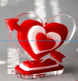 Heart with arrows file cdr and dxf free vector download for Laser cut
