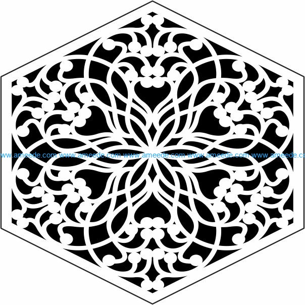 Hexagonal decorative pattern E0009796 file cdr and dxf free vector download for Laser cut