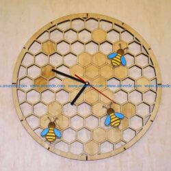Honeycomb wall clock file cdr and dxf free vector download for Laser cut