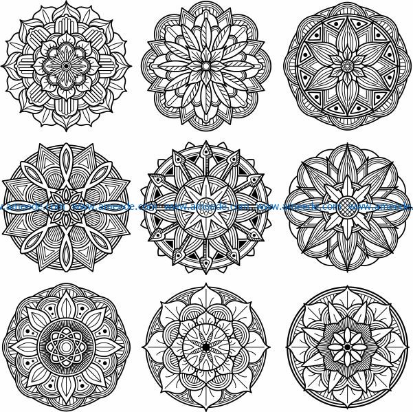 Mandala floral pattern file cdr and dxf free vector download for Laser cut