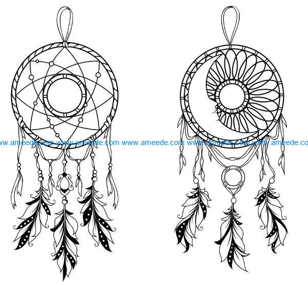 Moon dream catcher file cdr and dxf free vector download for Laser cut