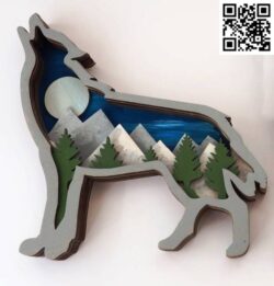 Multilayered wolf file cdr and dxf free vector download for Laser cut