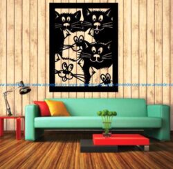 Murals of lovely cats file cdr and dxf free vector download for Laser cut