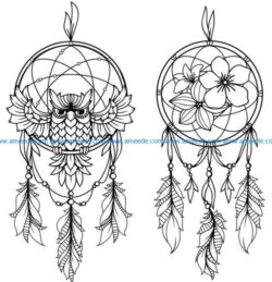 Owl dream catcher file cdr and dxf free vector download for Laser cut