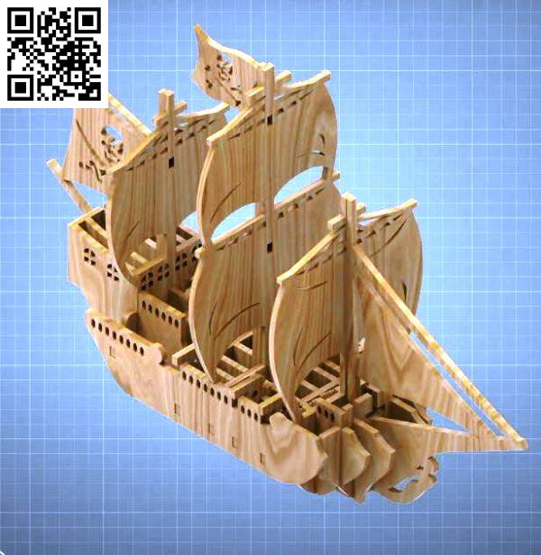 Pirate ship file cdr and dxf free vector download for Laser cut