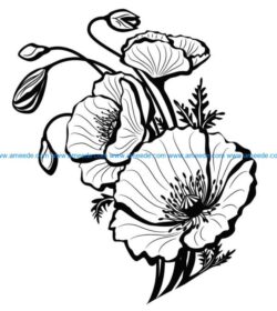 Poppies file cdr and dxf free vector download for print or laser engraving machines
