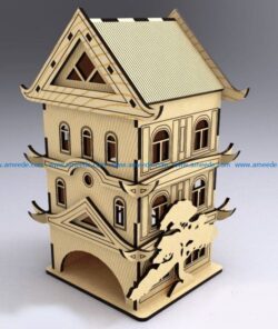 Tea House Pagoda file cdr and dxf free vector download for Laser cut