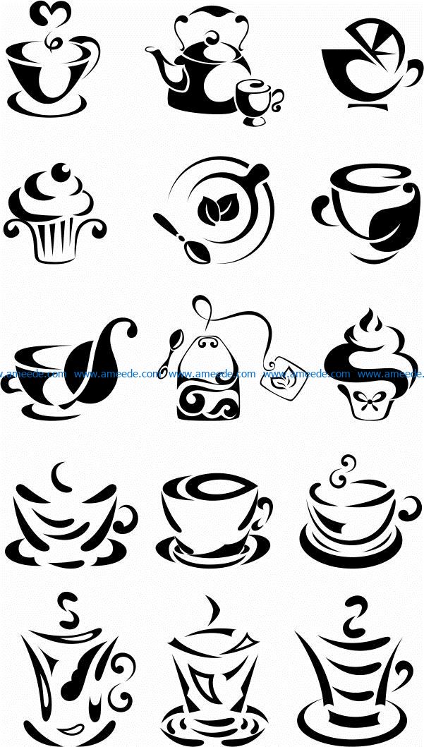Tea cup file cdr and dxf free vector download for laser engraving machines