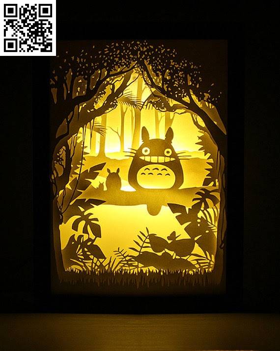 Totoro light paintings file cdr and dxf free vector download for Laser cut