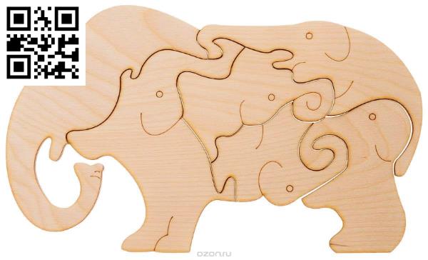 elephant puzzle file cdr and dxf free vector download for Laser cut