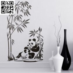 Panda decorating the living room wall file cdr and dxf free vector download for Laser cut
