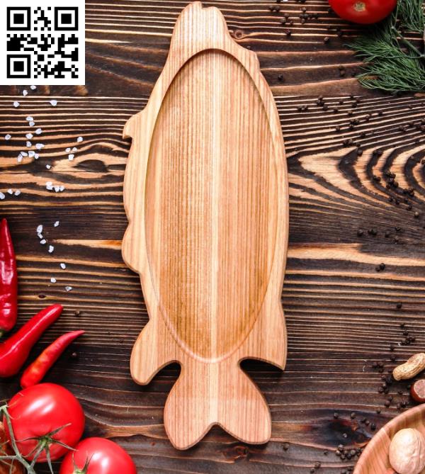 Wooden Platter Fish file cdr and dxf free vector download for Laser cut