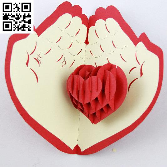 3D heart card file cdr and dxf free vector download for Laser cut