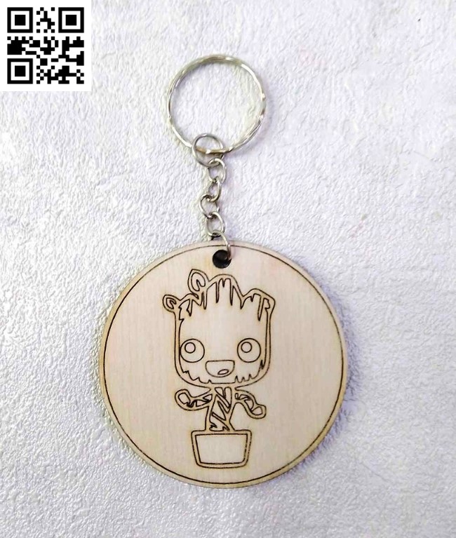 Groot key chain file cdr and dxf free vector download for laser engraving machines