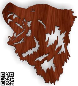 Bear head file cdr and dxf free vector download for Laser cut Plasma