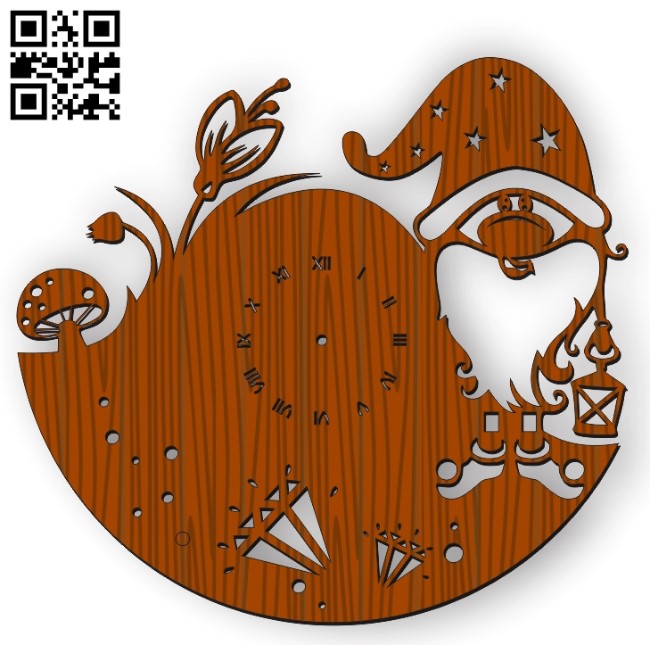 Dwarf clock file cdr and dxf free vector download for Laser cut