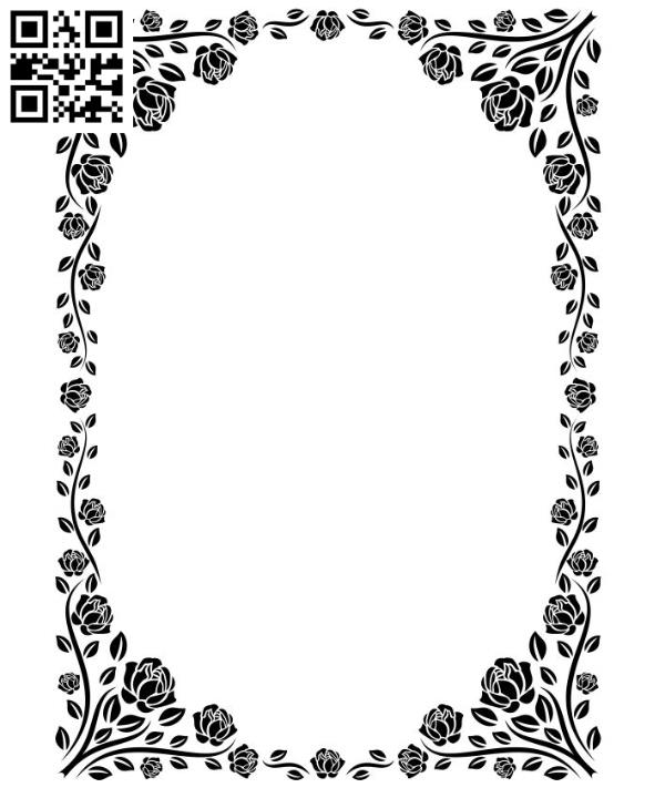 Frame decorated with roses file cdr and dxf free vector download for laser engraving machines