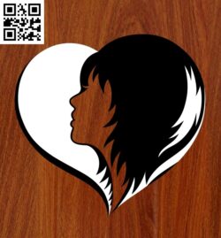 Heart with beautiful girl file cdr and dxf free vector download for Laser cut