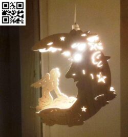 Moon and fairy lights  file cdr and dxf free vector download for Laser cut