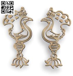 Peacock earrings file cdr and dxf free vector download for Laser cut