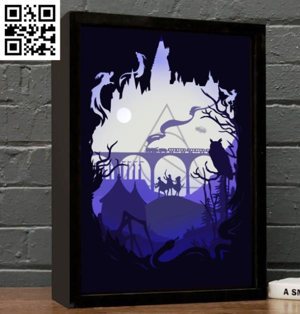 Harry Potter light box file cdr and dxf free vector download for Laser cut