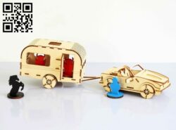 Car and Caravan file cdr and dxf free vector download for Laser cut